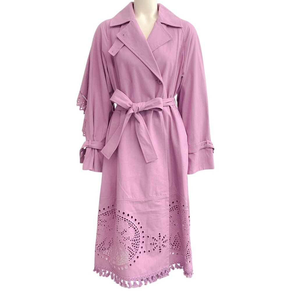 Muveil Lavender Cotton / Linen Trench Coat with Belt